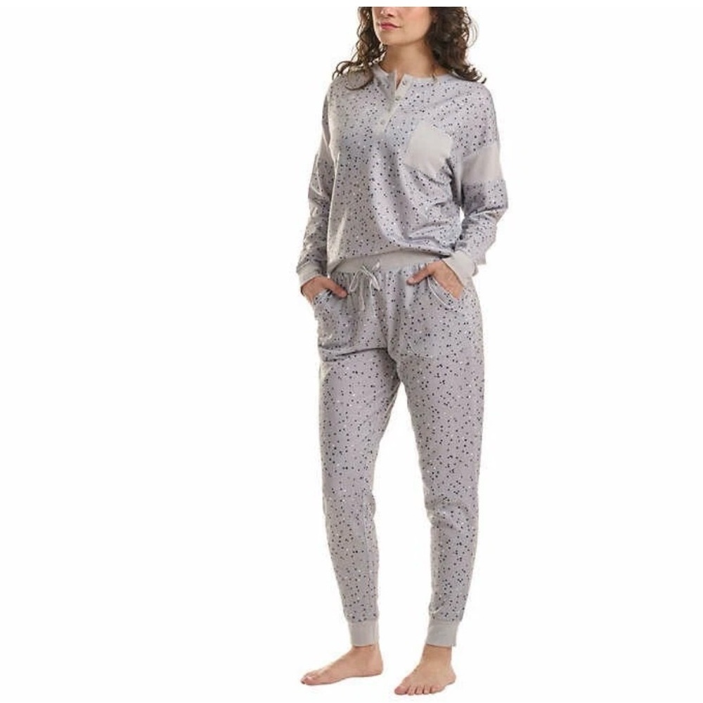NWOT Splendid 2 Piece Pajama Set/ Lounge Set Gray with Polka Dots Size X-Large